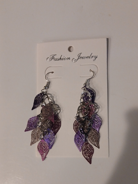 Fashion Jewelry Jewelry - Fashion Jewelry Purple and Pink Leaf Dangle Earrings